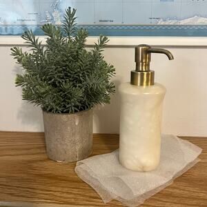 NEW Labrazel Alisa Cream Alabaster Soap Dispenser Burnished Brass Italy